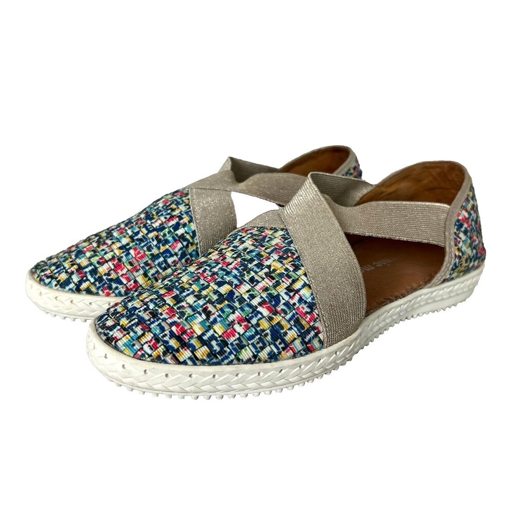 BM Bernie Mev. Women's Mosaic Stretch Multi Woven Flats Sandals  EU 38 / US7-7.5